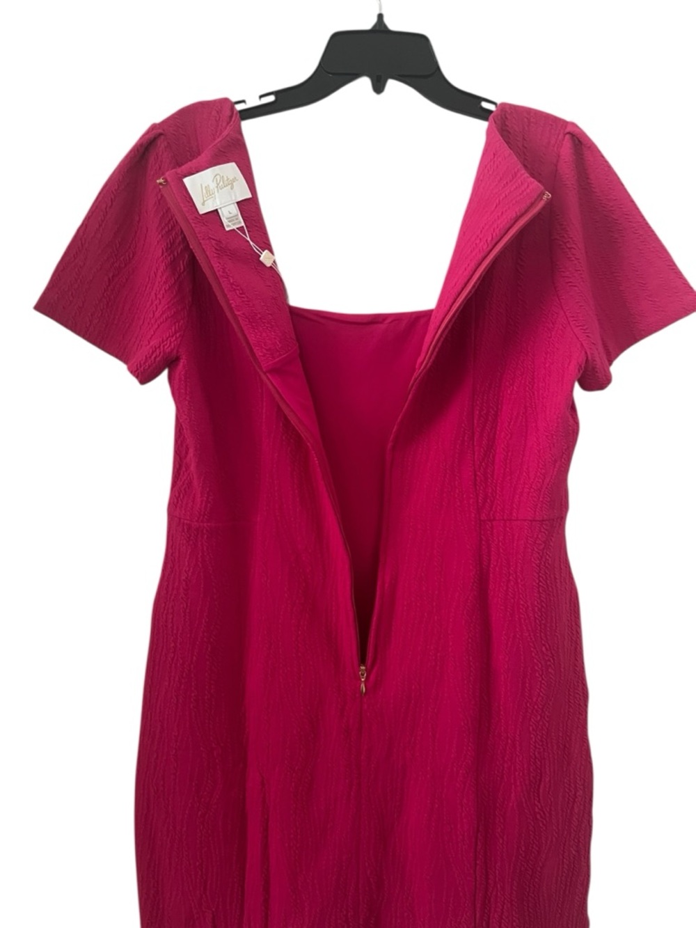 Lilly Pulitzer Brinley Stretch Shift Wavy Jacquard Mystique Pink Dress Size L - Picture 6 of 15